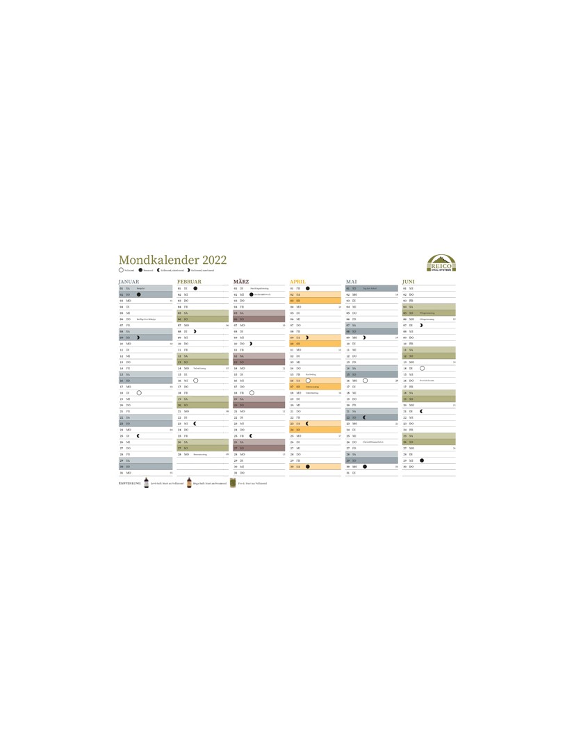 Lunar calendar 2022
